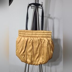 Banana Republic Shoulder Bag Satin Yellow/Gold Black Handles SAMPLE Y2K Style